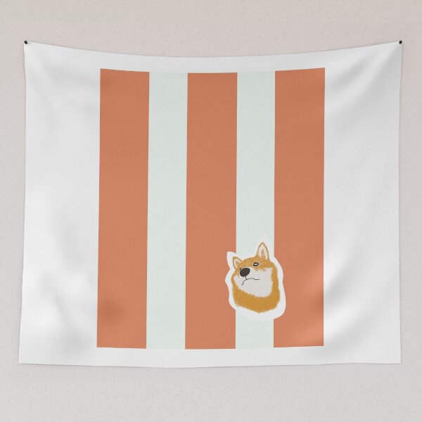 Item preview, Thick stripe (orange, white) with Shiba Inu designed and sold by ShibaCruise-On.