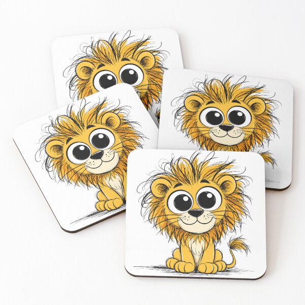 Item preview, Cute Baby Lion with Big Eyes | Hand Drawn Scribble Cartoon Animal Illustration designed and sold by Krincydigitalart.