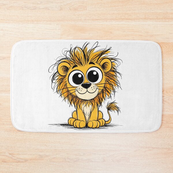 Item preview, Cute Baby Lion with Big Eyes | Hand Drawn Scribble Cartoon Animal Illustration designed and sold by Krincydigitalart.