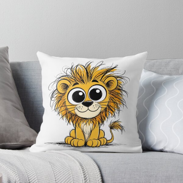 Item preview, Cute Baby Lion with Big Eyes | Hand Drawn Scribble Cartoon Animal Illustration designed and sold by Krincydigitalart.