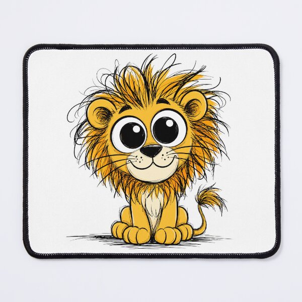 Item preview, Cute Baby Lion with Big Eyes | Hand Drawn Scribble Cartoon Animal Illustration designed and sold by Krincydigitalart.