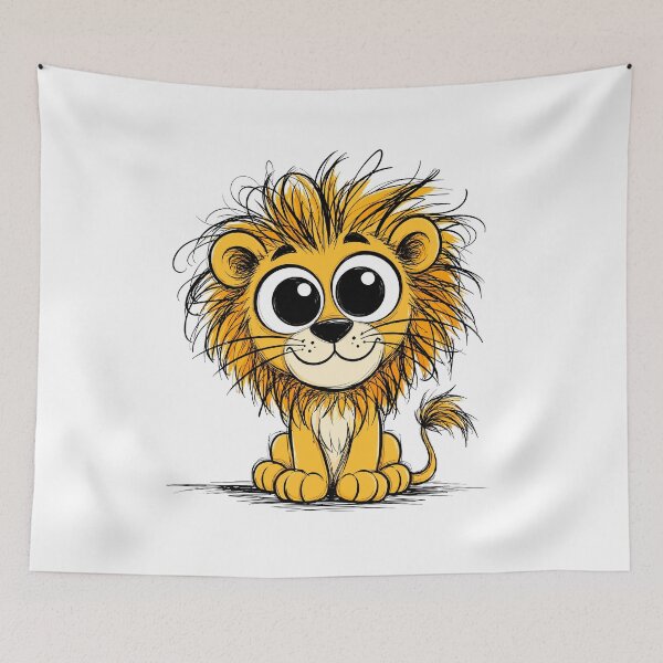 Item preview, Cute Baby Lion with Big Eyes | Hand Drawn Scribble Cartoon Animal Illustration designed and sold by Krincydigitalart.