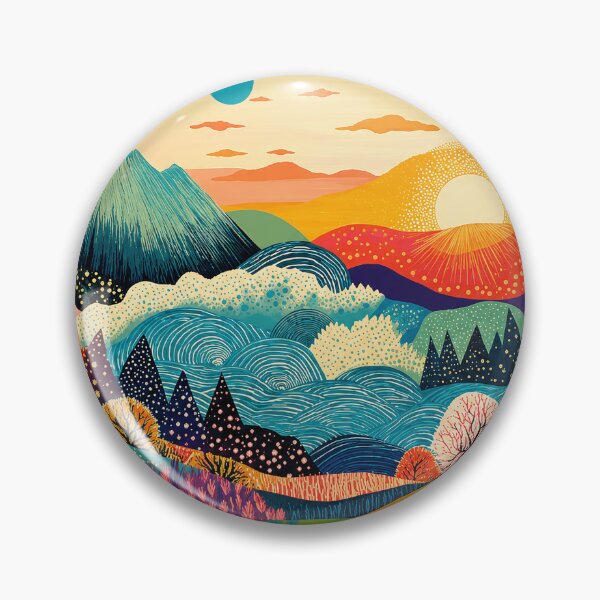 Item preview, Yayoi Kusama 1988 Landscape Poster - Colorful Mountain Sunset Wall Art Print, Tokyo Museum Decor designed and sold by MorningJoco.