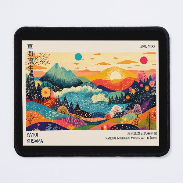 Item preview, Yayoi Kusama 1988 Landscape Poster - Colorful Mountain Sunset Wall Art Print, Tokyo Museum Decor designed and sold by MorningJoco.