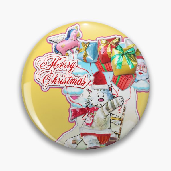 Item preview, Merry Christmas Balloons (Original Art by ACCI) Santa Claus Funny Cat designed and sold by VanyssaGraphics.