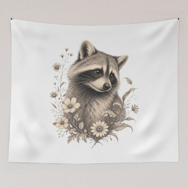 Item preview, Raccoon Sketch – Hand Drawn Woodland Animal Art designed and sold by AMICO77.