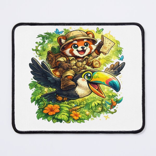 Item preview, Adventure Explorer Red Panda Riding a Toucan – Cute Jungle Mascot T-Shirt designed and sold by D.Shop.