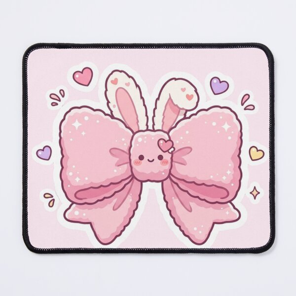 Item preview, Cute Kawaii Bunny Ribbon Bow with Hearts | Pastel Pink Coquette Aesthetic Sticker designed and sold by ethnicdigital.