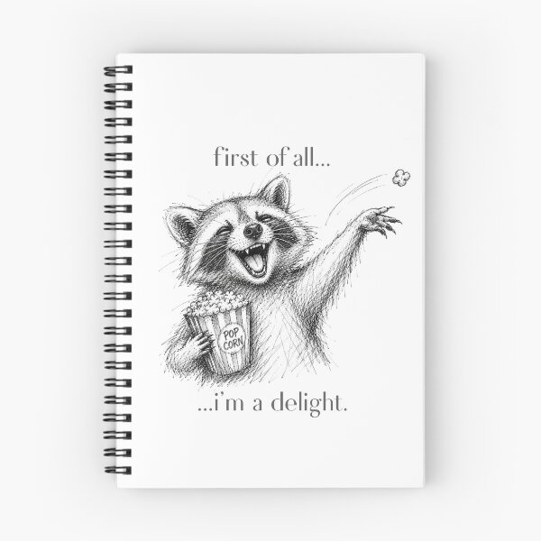 Item preview, First Of All Im A Delight Popcorn Raccoon Sketch Illustration designed and sold by GibasVisuals.