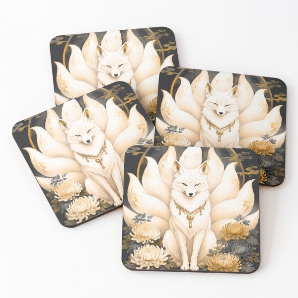 Item preview, White Nine-Tailed Kitsune | Japanese Fox Spirit Mythology Art designed and sold by kaxymax.