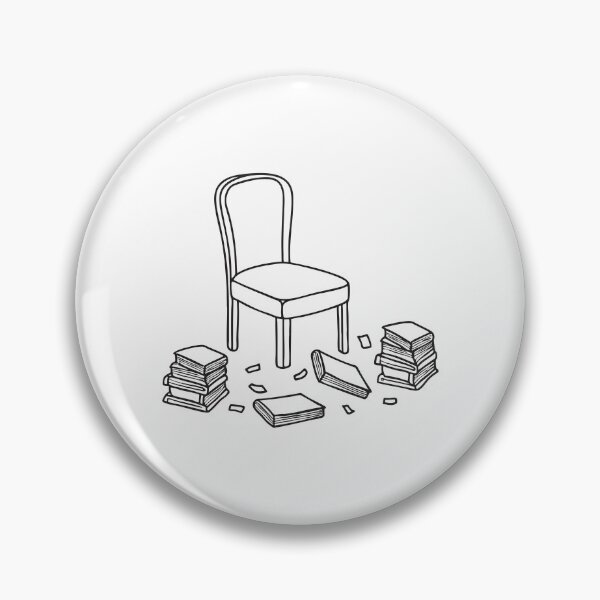 Item preview, A fallen chair lying next to a messy stack of books designed and sold by rasagamastore.