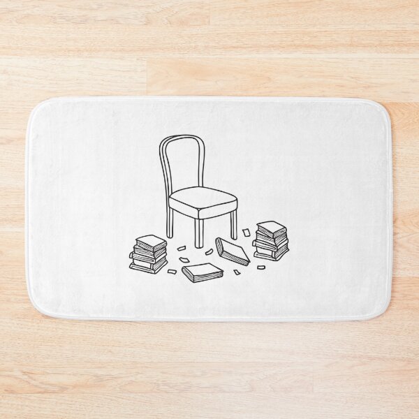 Item preview, A fallen chair lying next to a messy stack of books designed and sold by rasagamastore.