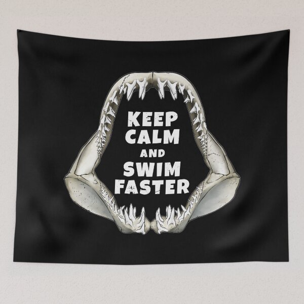 Item preview, Mako shark jaw Keep Calm and Swim Faster designed and sold by NicGrayGraphic.