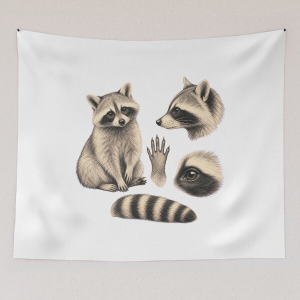 Item preview, Raccoon Sketch – Hand Drawn Woodland Animal Art designed and sold by AMICO77.