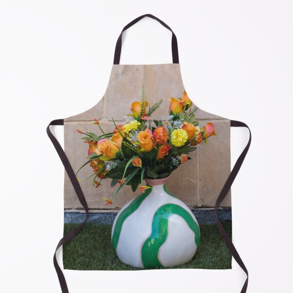 Item preview, Bright Orange Rose Bouquet in Decorative Ceramic Vase Against Stone Wall for Home Decor designed and sold by Nmallia.