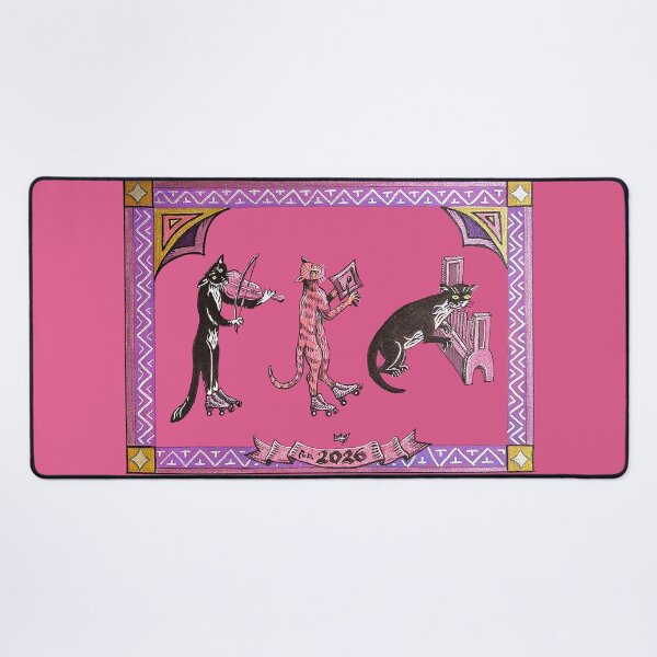 Item preview, Medieval Grotesque Musical Cats On Roller Skates designed and sold by Kendresson.