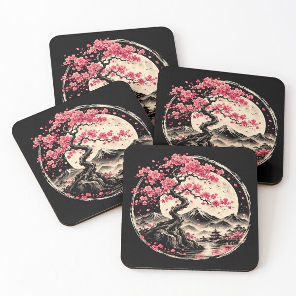 Item preview, Japanese Sakura Moon Mountain Landscape designed and sold by Moizento.