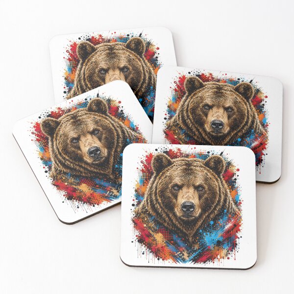 Item preview, Grizzly Bear Street Art Graffiti Portrait designed and sold by Tobull.