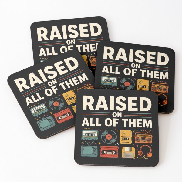 Item preview, Raised On All Of Them Retro Vintage Analog Nostalgia Cassette VHS Vinyl 80s 90s Old School Music Lover designed and sold by ZyziowskyArt.