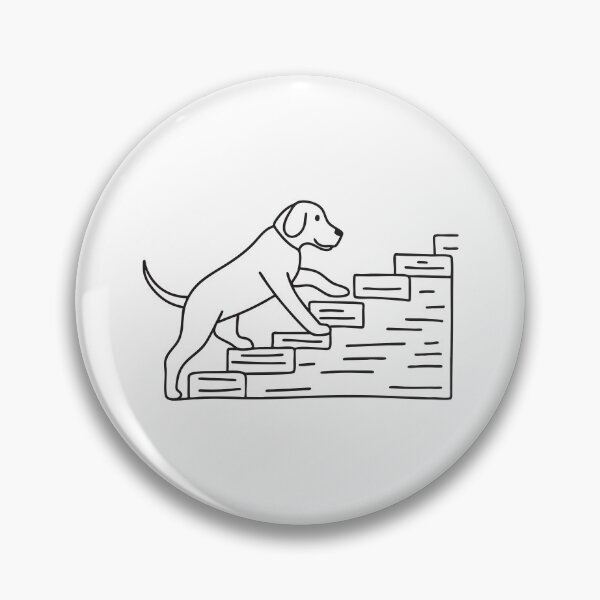 Item preview, A pup climbing upward beside rugged stone steps designed and sold by rasagamastore.