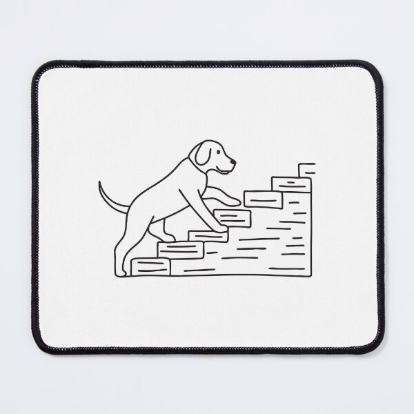 Item preview, A pup climbing upward beside rugged stone steps designed and sold by rasagamastore.