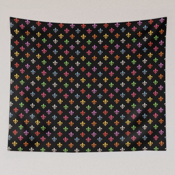 Item preview, Multicolored Tiny Fleur-de-lis Pattern Design - Black  designed and sold by PatternTitan.