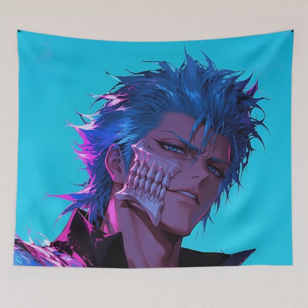Item preview, Grimmjow | Neon Blue Skull Mask Warrior | Dark Fantasy Anime Portrait | Cyber Gothic Manga Inspired Digital Art designed and sold by Dyan4.
