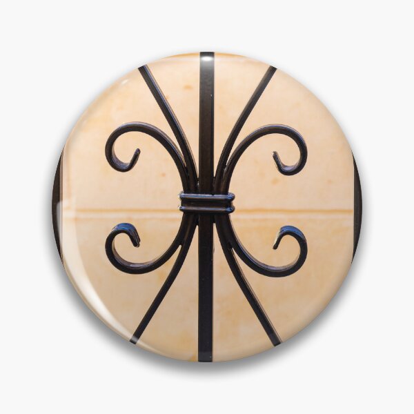 Item preview, Decorative Wrought Iron Fence Panel With Ornate Heart Scroll Pattern Against Stone Wall designed and sold by Nmallia.