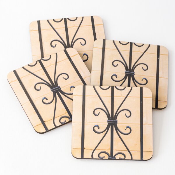 Item preview, Decorative Wrought Iron Fence Panel With Ornate Heart Scroll Pattern Against Stone Wall designed and sold by Nmallia.