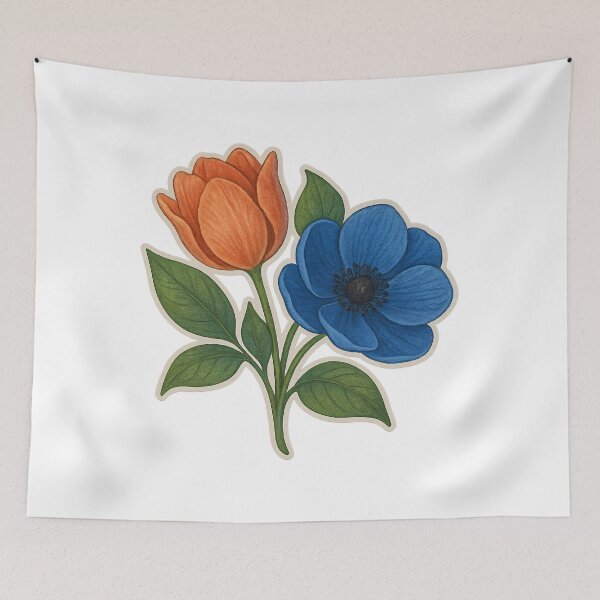 Item preview, Blue & Orange Blossoms designed and sold by Yomere.