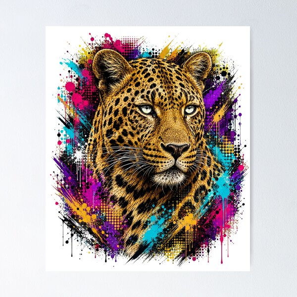 Item preview, Leopard Street Art Graffiti Portrait designed and sold by Tobull.