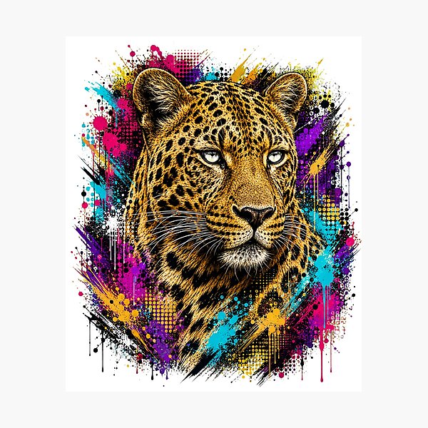 Item preview, Leopard Street Art Graffiti Portrait designed and sold by Tobull.