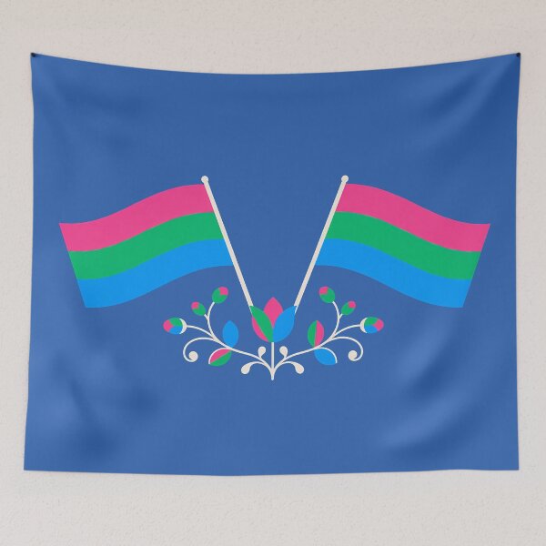 Item preview, Polysexual Pride Flag Folk Motif – © heidiannemorris Scandinavian Folk Art designed and sold by FOLK ART FUSION by heidiannemorris.