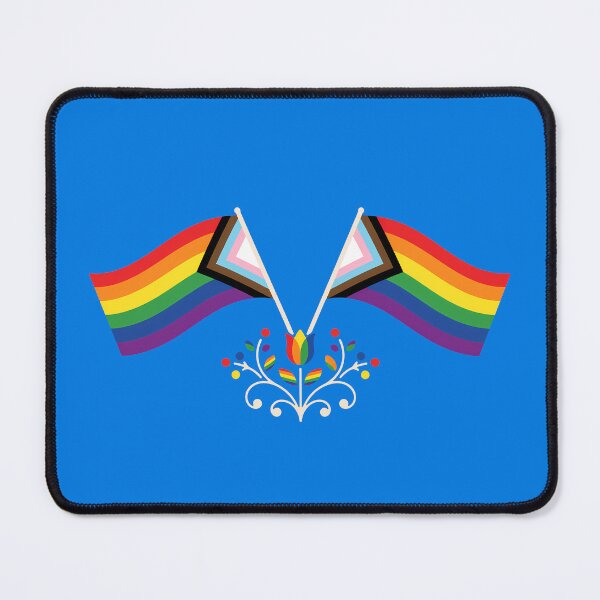 Item preview, Progress Pride Flag Folk Motif – © heidiannemorris Scandinavian Folk Art designed and sold by FOLK ART FUSION by heidiannemorris.