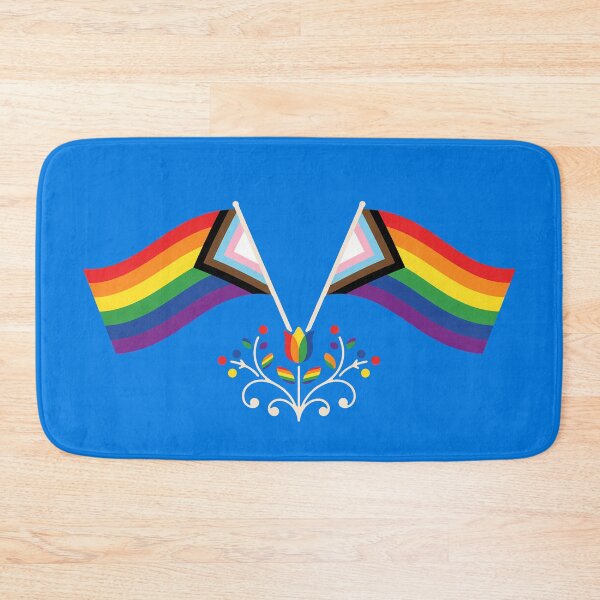 Item preview, Progress Pride Flag Folk Motif – © heidiannemorris Scandinavian Folk Art designed and sold by FOLK ART FUSION.