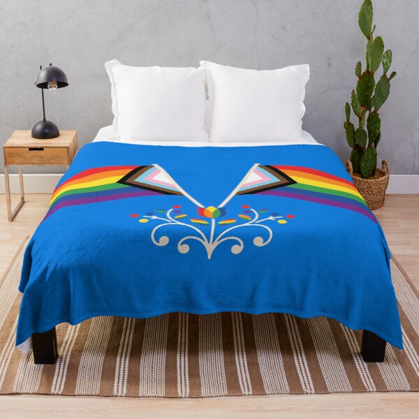 Item preview, Progress Pride Flag Folk Motif – © heidiannemorris Scandinavian Folk Art designed and sold by FOLK ART FUSION by heidiannemorris.