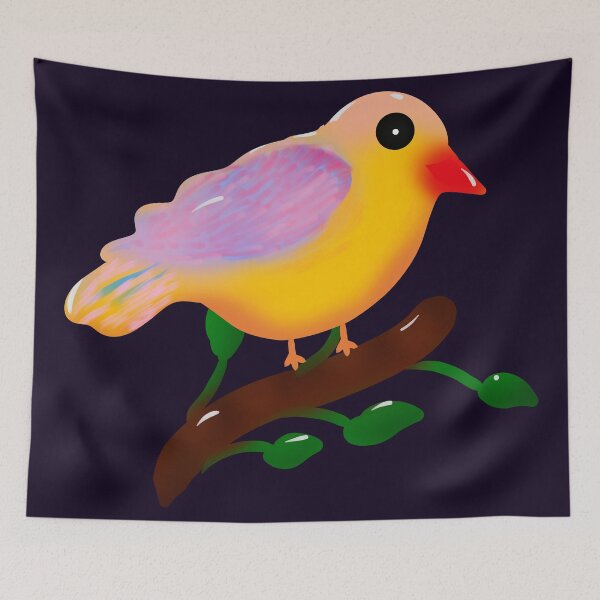 Item preview, Cute Colorful Bird on Branch | Hand Drawn Songbird Illustration | Whimsical Nature Art designed and sold by HopeAndHustle.
