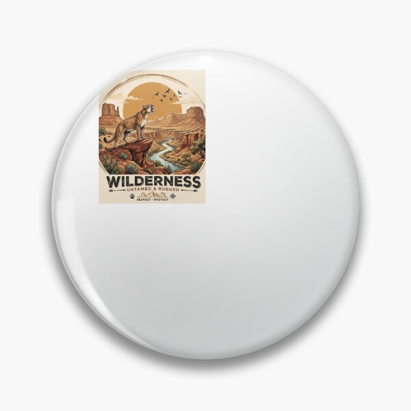 Item preview, Wilderness Untamed & Rugged - Retro Mountain Lion Badge designed and sold by digishops.