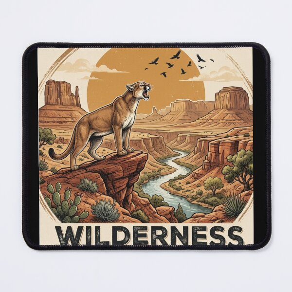 Item preview, Wilderness Untamed & Rugged - Retro Mountain Lion Badge designed and sold by digishops.