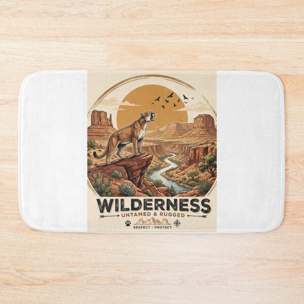 Item preview, Wilderness Untamed & Rugged - Retro Mountain Lion Badge designed and sold by digishops.