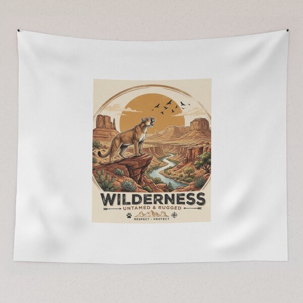 Item preview, Wilderness Untamed & Rugged - Retro Mountain Lion Badge designed and sold by digishops.