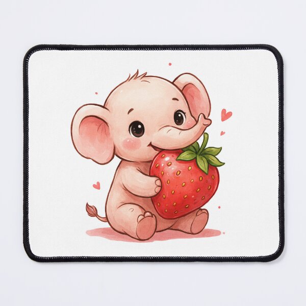 Item preview, A Sweet Baby Elephant - Holding Strawberry Kawaii designed and sold by DigitfanStudio.