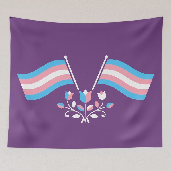 Item preview, Transgender Pride Flag Folk Motif – © heidiannemorris Scandinavian Folk Art designed and sold by FOLK ART FUSION by heidiannemorris.