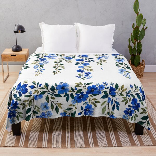 Item preview, Blue Watercolor Floral Vine Botanical Pattern Design designed and sold by Genesis-Ink.