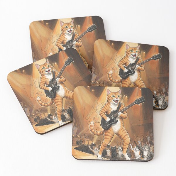 Item preview, Rockstar Orange Tabby Cat Playing Electric Guitar on Stage designed and sold by Butterfly-Dream.