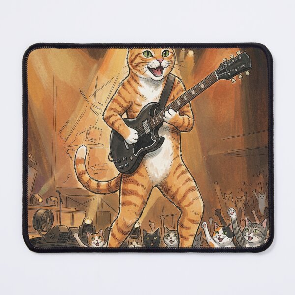 Item preview, Rockstar Orange Tabby Cat Playing Electric Guitar on Stage designed and sold by Butterfly-Dream.