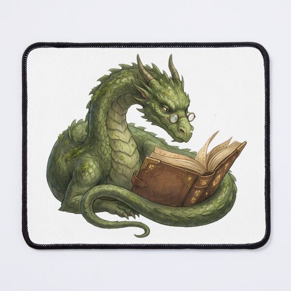 Item preview, Reading Dragon Fantasy Spellbook Bookworm Geeky Nerd Art Main Tag: fantasy dragon designed and sold by WorldShop17.