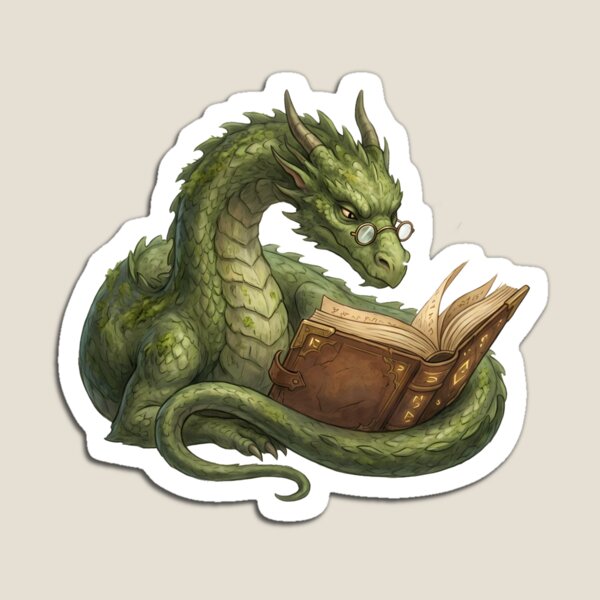 Item preview, Reading Dragon Fantasy Spellbook Bookworm Geeky  Nerd Art Main Tag: fantasy dragon designed and sold by WorldShop17.