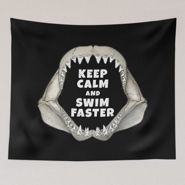 Item preview, Great White shark jaw Keep Calm and Swim Faster designed and sold by NicGrayGraphic.