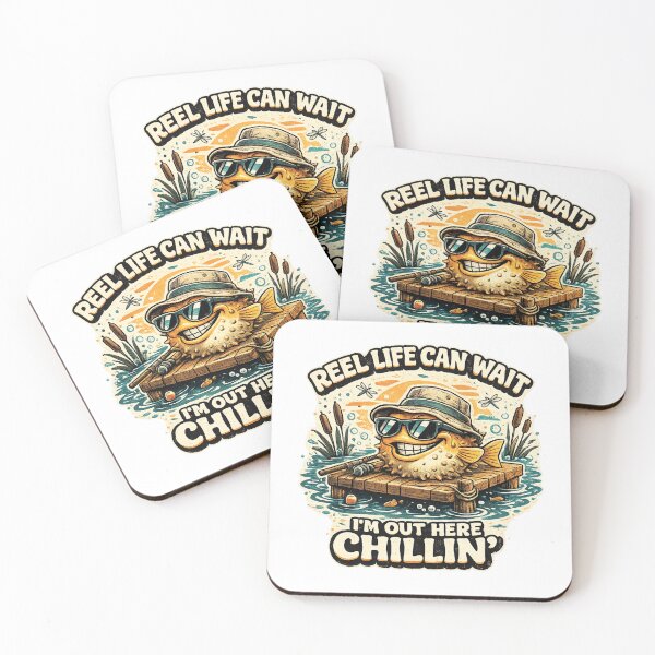 Item preview, Reel Life Can Wait I'm Out Here Chillin Funny Fishing Puffer Fish T-Shirt | Cute Fisherman Gift designed and sold by Rx Graphic Studio.